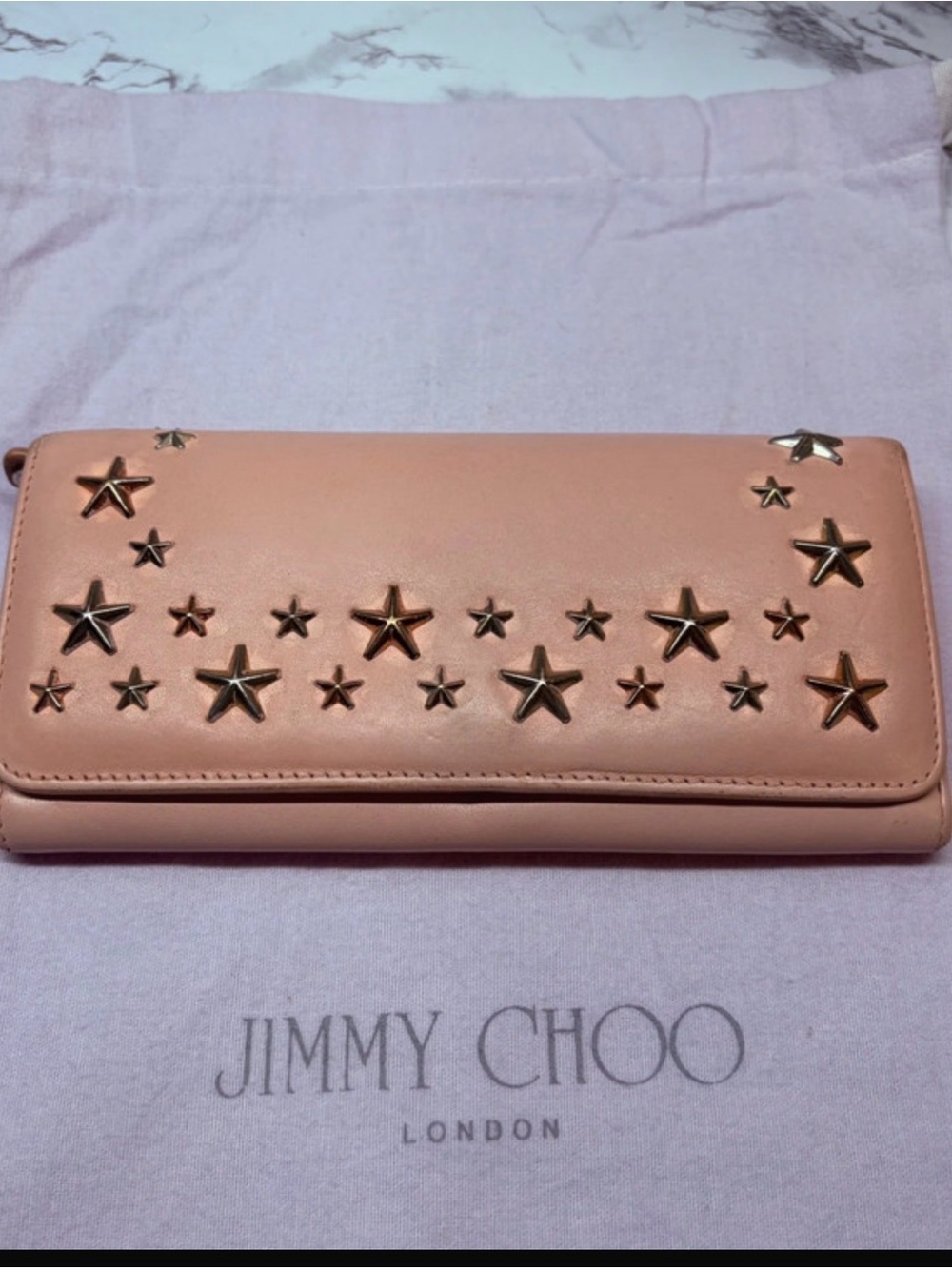 Jimmy Choo Rose Pink Leather Star-Embellished Wallet